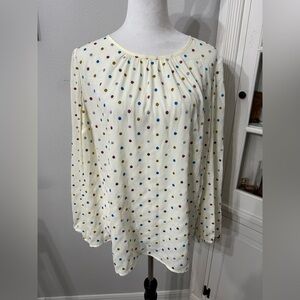 Modcloth Cream Relaxed Pleated Long Sleeve Blouse